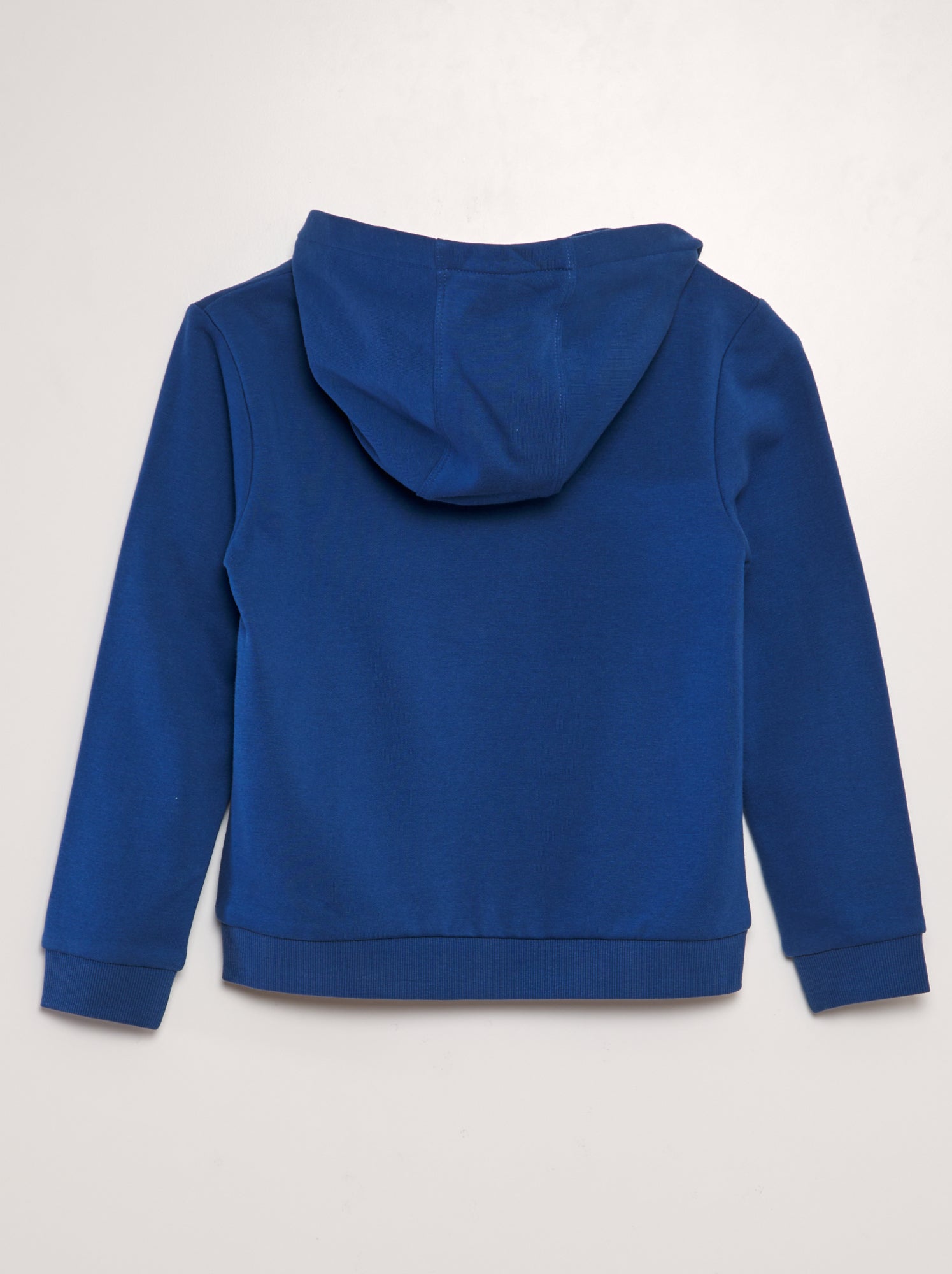 Felpa con cappuccio in tessuto felpato - BLU