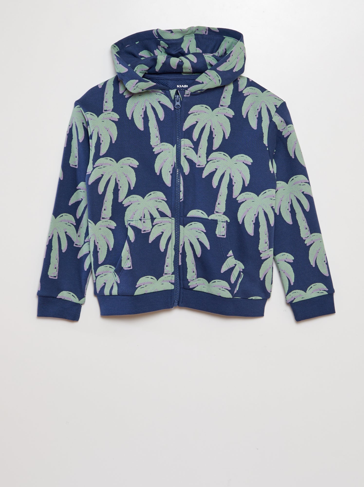 Felpa con zip e cappuccio con motivo - BLU