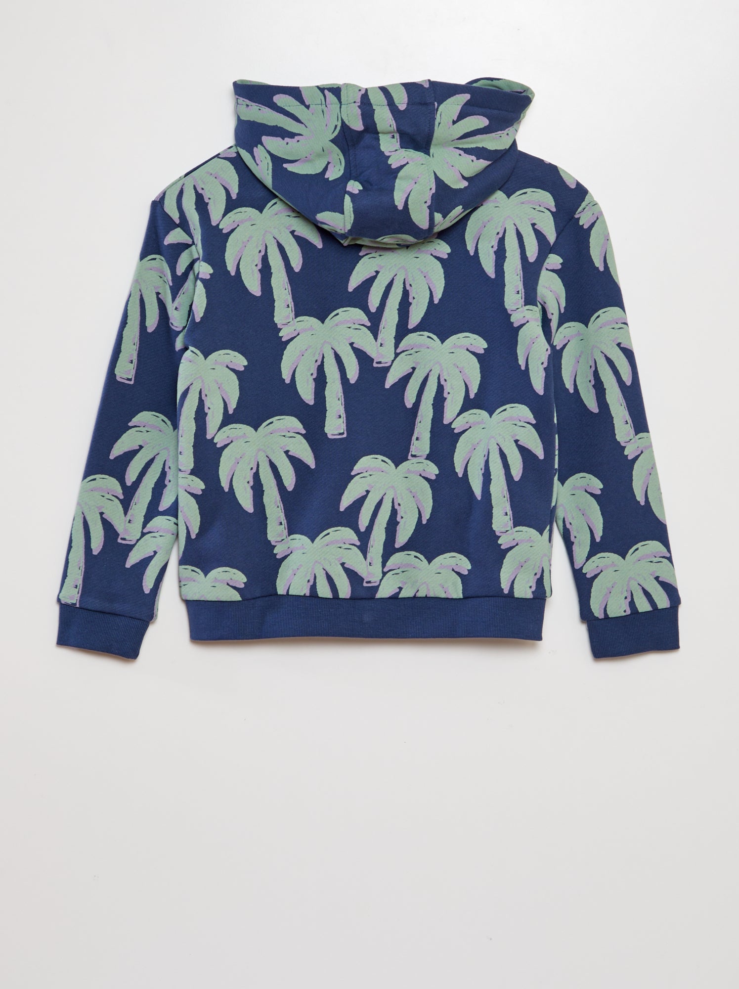Felpa con zip e cappuccio con motivo - BLU