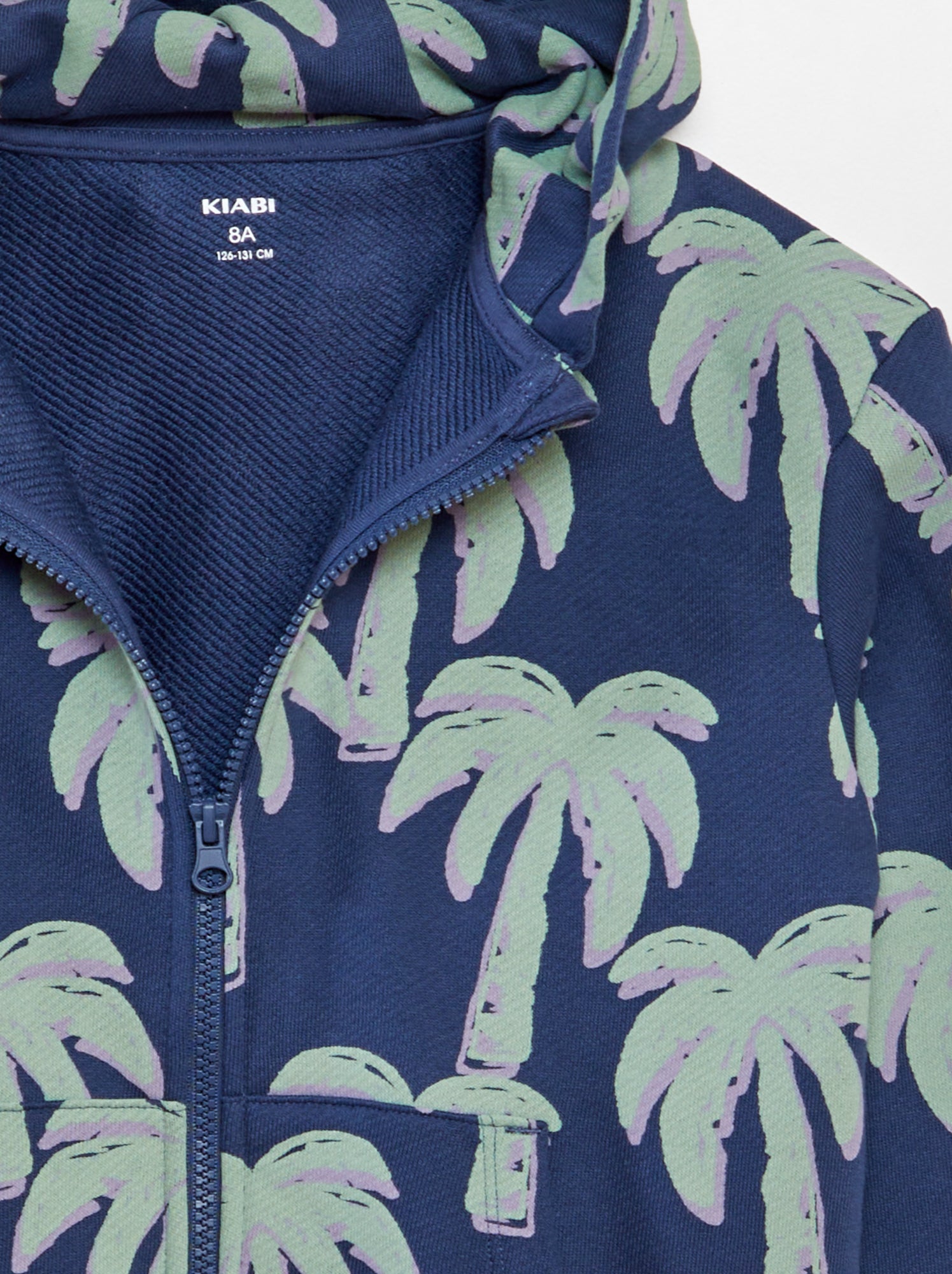 Felpa con zip e cappuccio con motivo - BLU