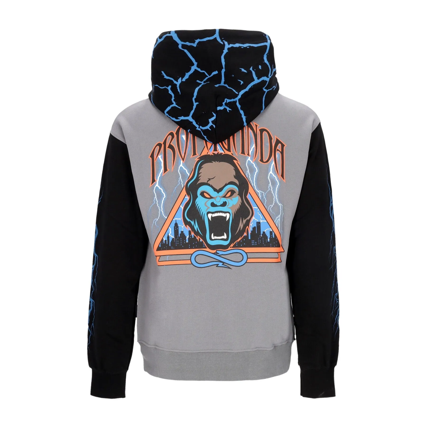 Felpa Leggera Cappuccio Uomo Triangle Gorilla Hoodie Grey