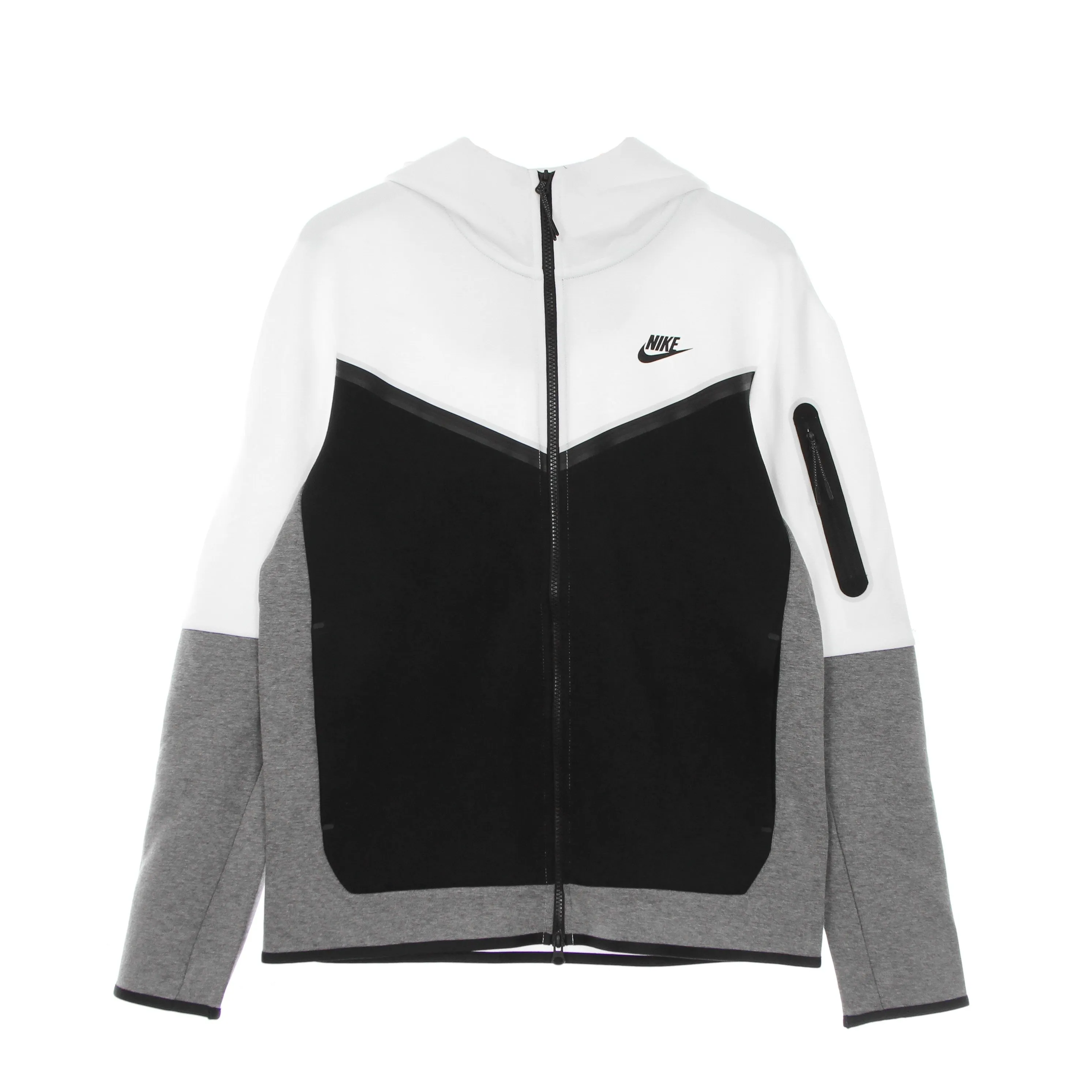 Felpa Leggera Cappuccio Zip Uomo Sportswear Tech Fleece Hoodie White/black/carbon Heather/black