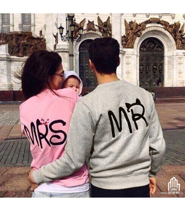 Felpa Mrs and Mr Rosa-Grigio - Dream Shop