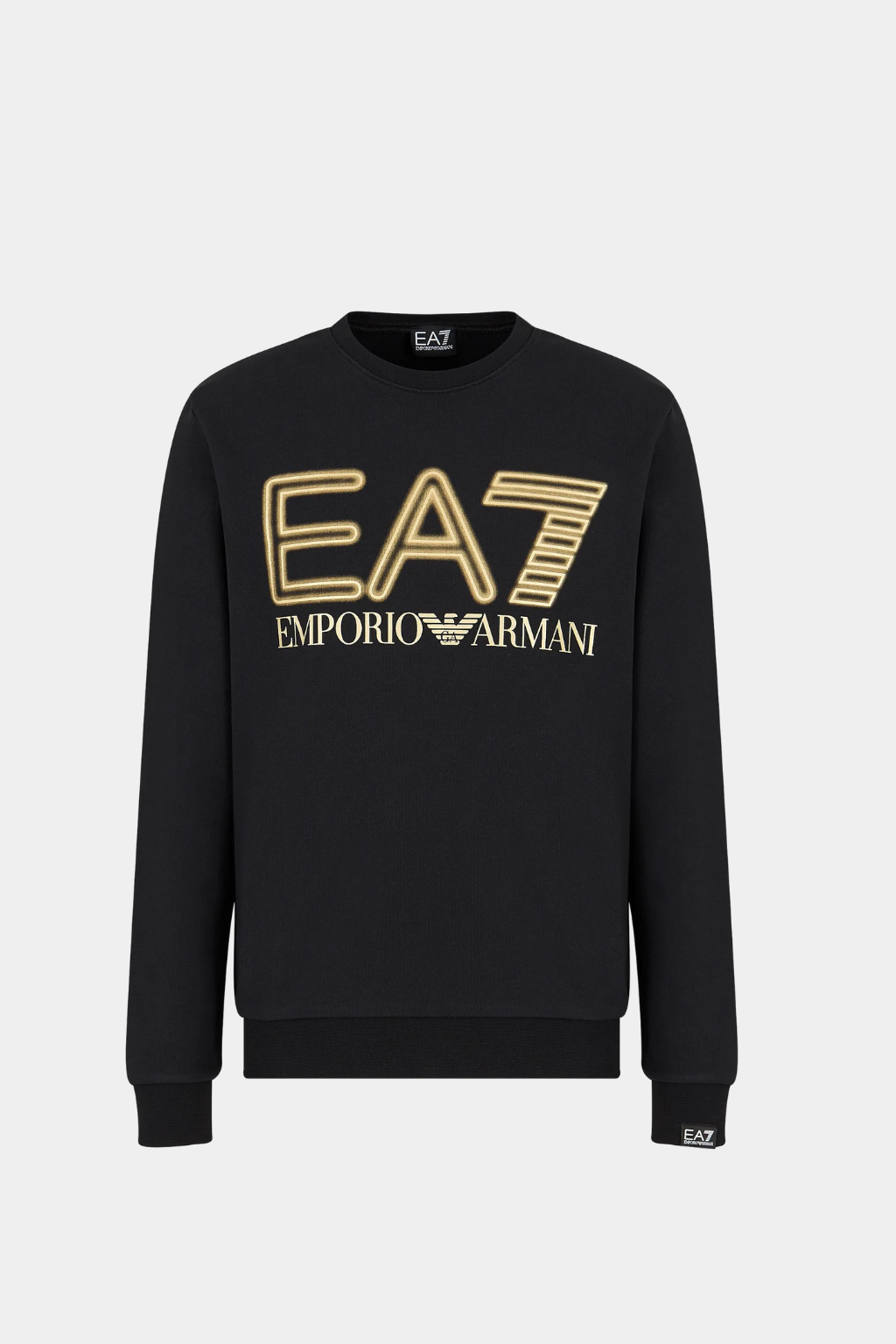 FELPA NERA UOMO EA7 LOGO ORO 3DPM63