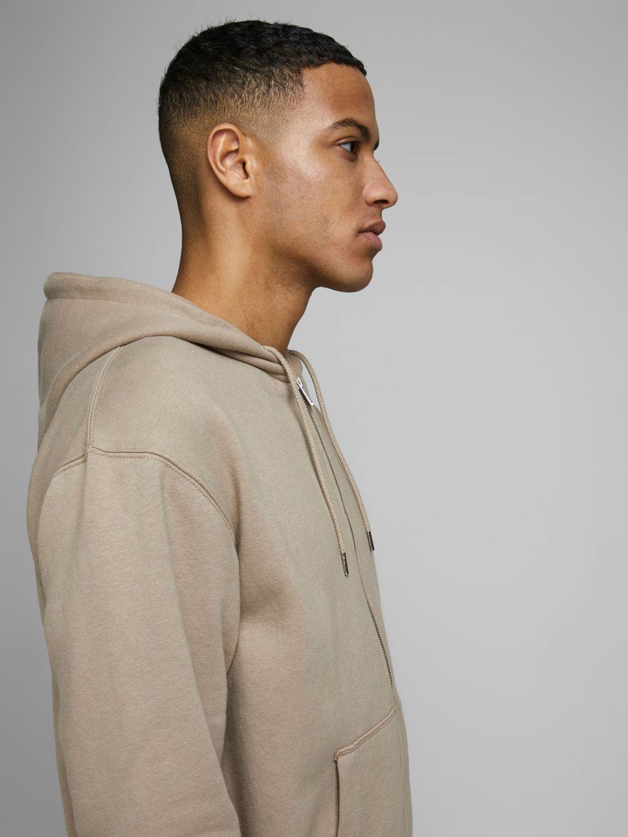 FELPA Uomo JACK&JONES 12179382 SOFT ZIP HOOD CROCKERY