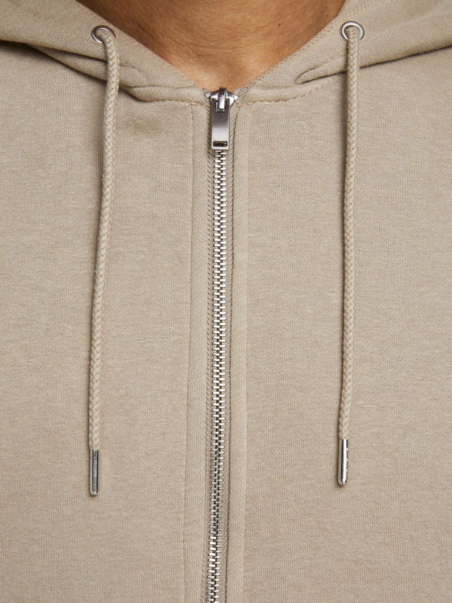 FELPA Uomo JACK&JONES 12179382 SOFT ZIP HOOD CROCKERY