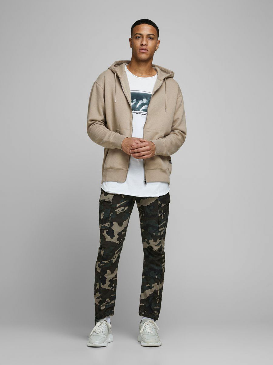 FELPA Uomo JACK&JONES 12179382 SOFT ZIP HOOD CROCKERY