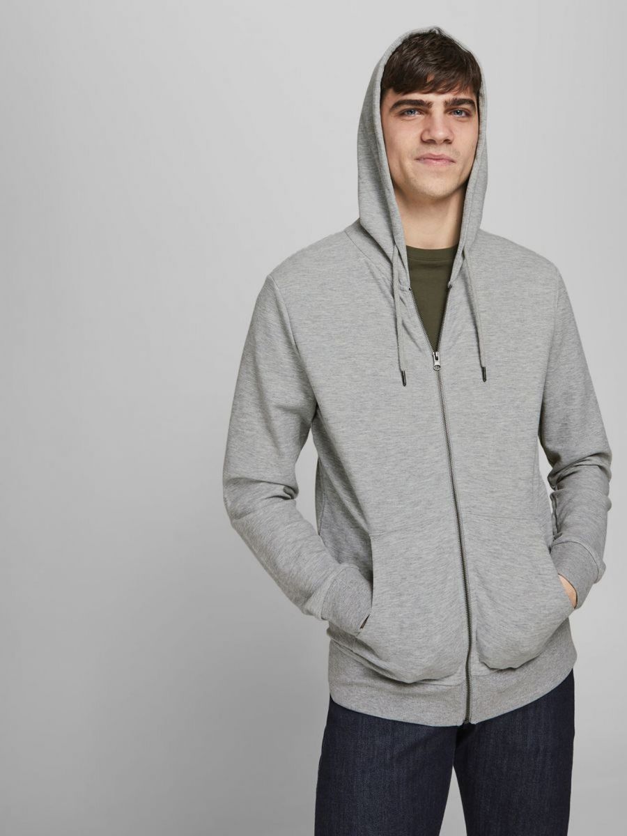 FELPA Uomo JACK&JONES 12181901 BASIC SWEAT LIGHT GREY MELANGE