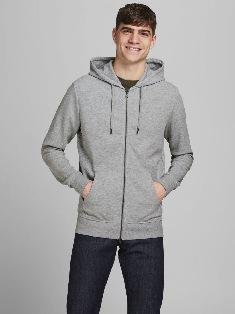 FELPA Uomo JACK&JONES 12181901 BASIC SWEAT LIGHT GREY MELANGE