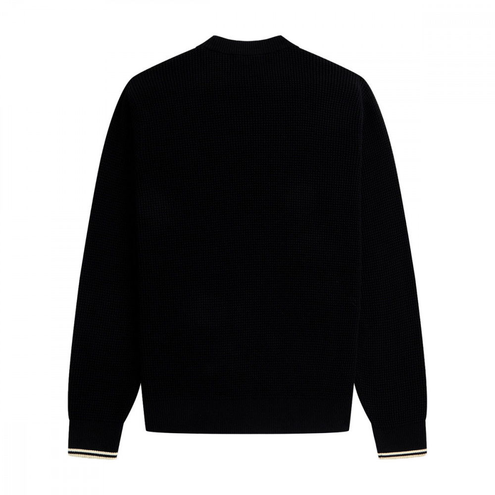 FRED PERRY MAGLIONE GIROCOLLO IN COTONE WAFFLE