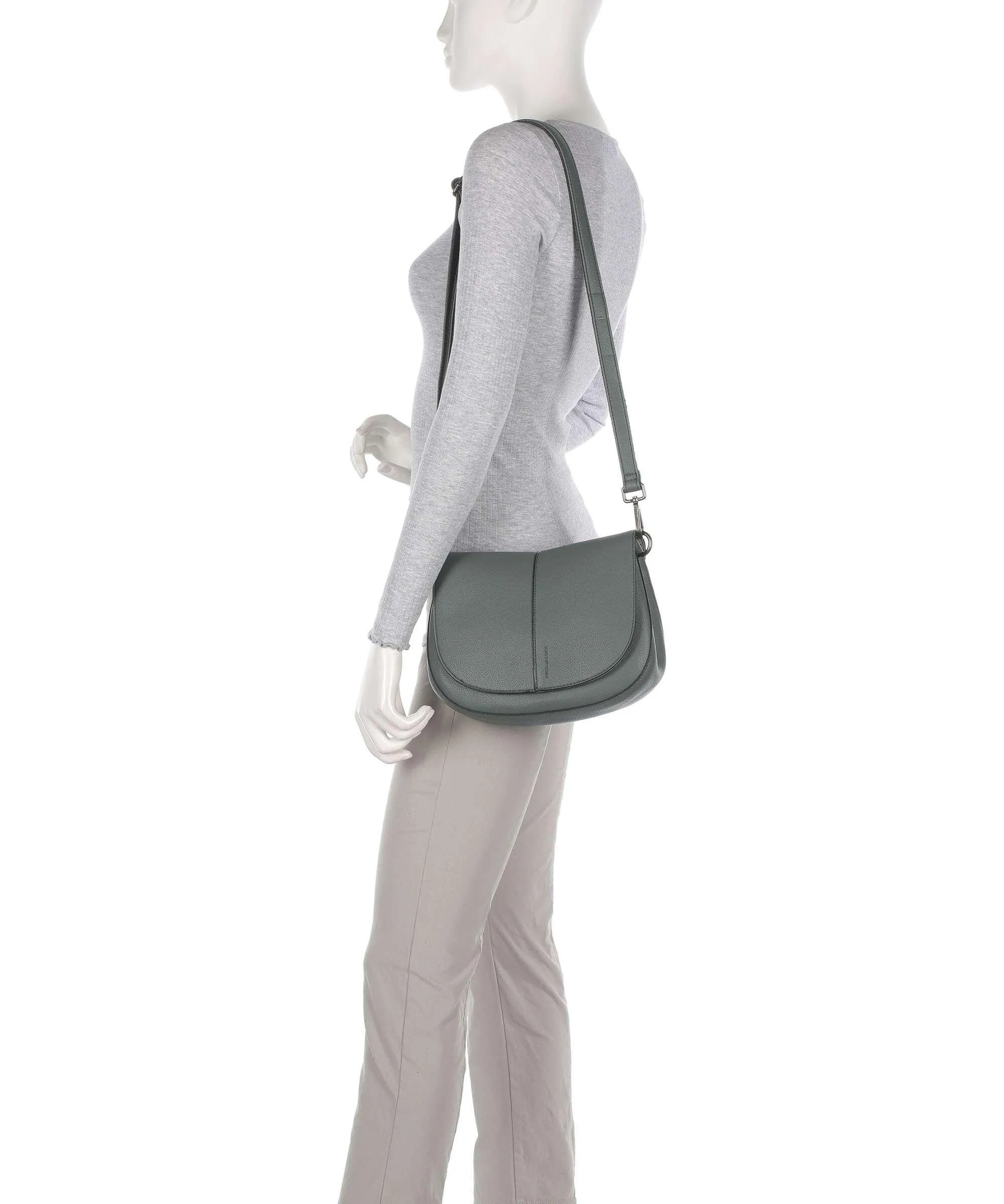  FredsBruder Bestie Borsa a tracolla pelle granulata grigio-verde  