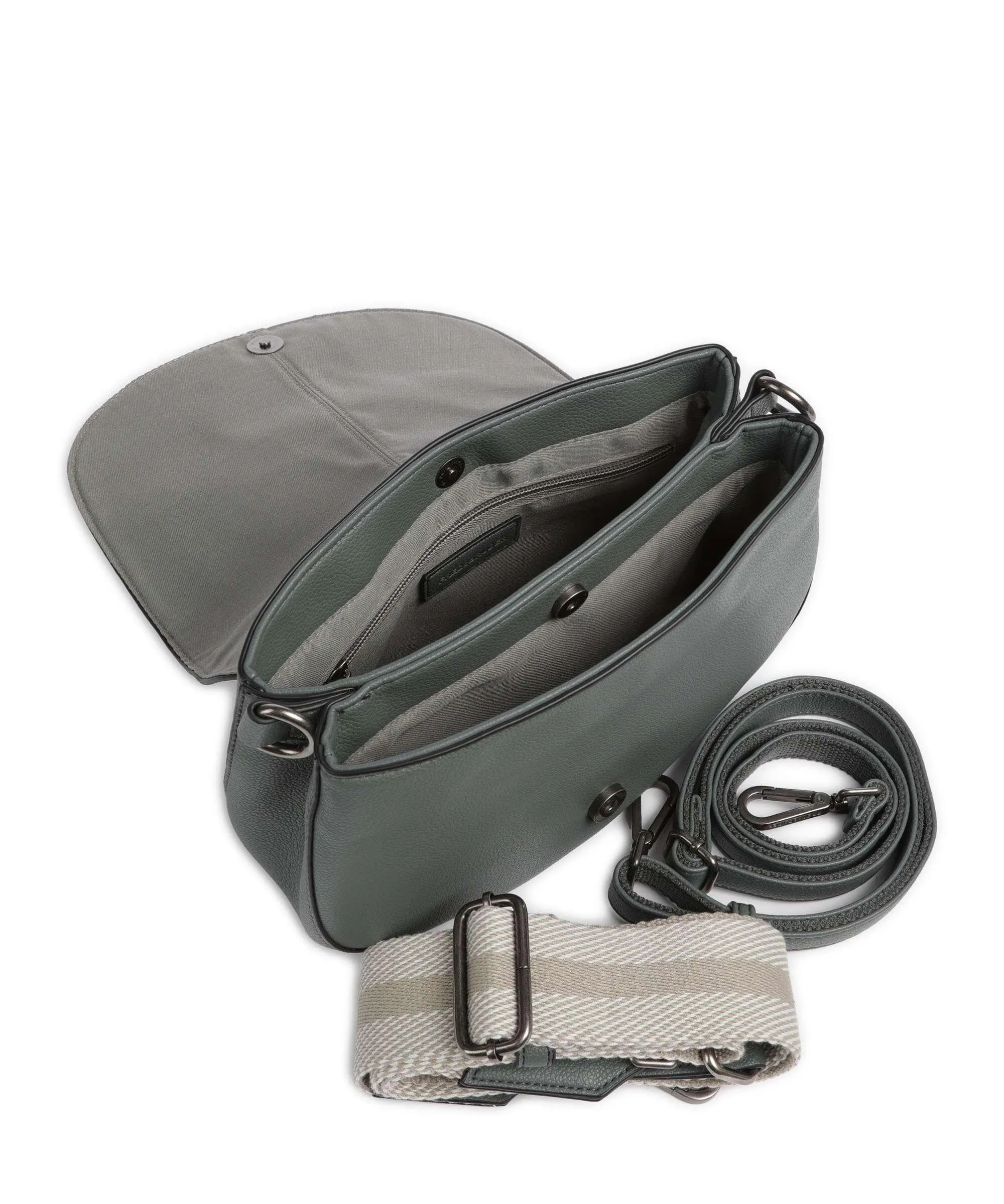  FredsBruder Bestie Borsa a tracolla pelle granulata grigio-verde  
