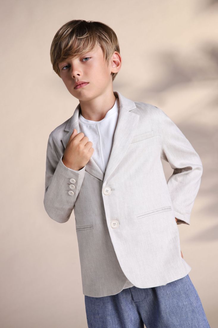 Giacca bambino monopetto monocolour con revers classici