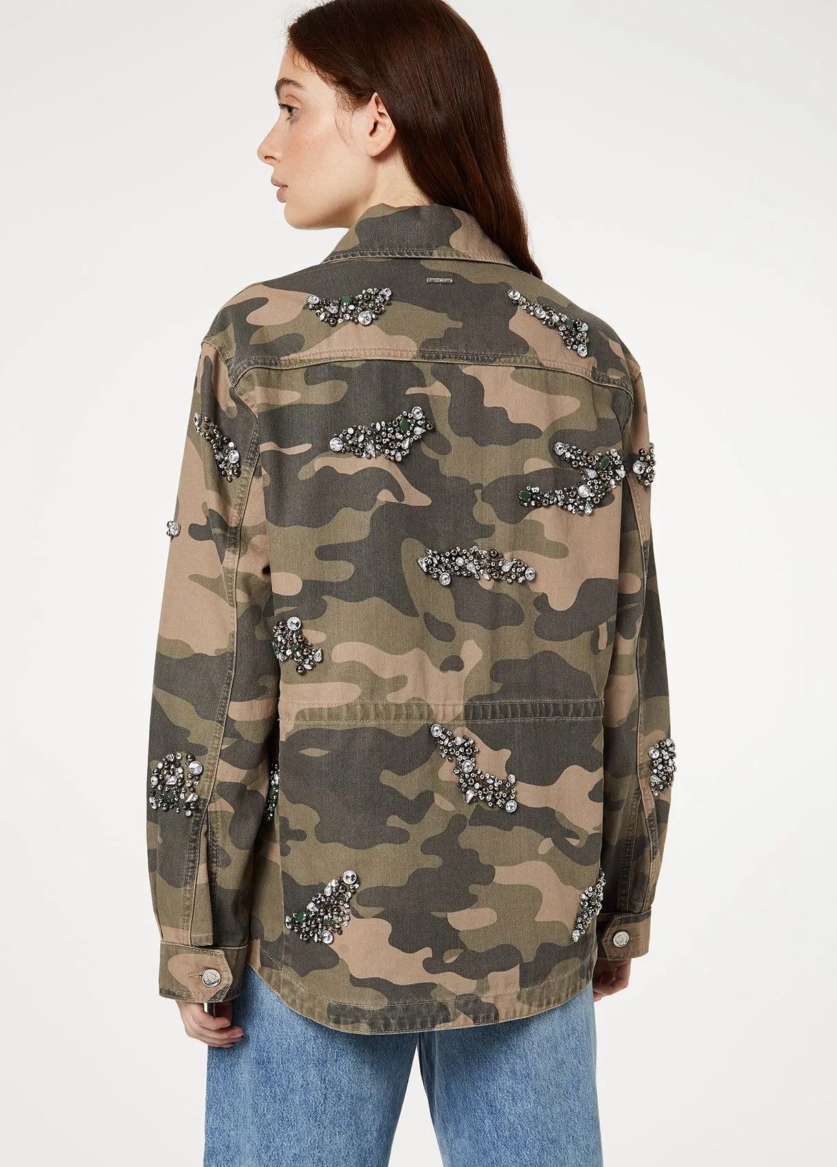 Giacca camouflage con castoni gioiello