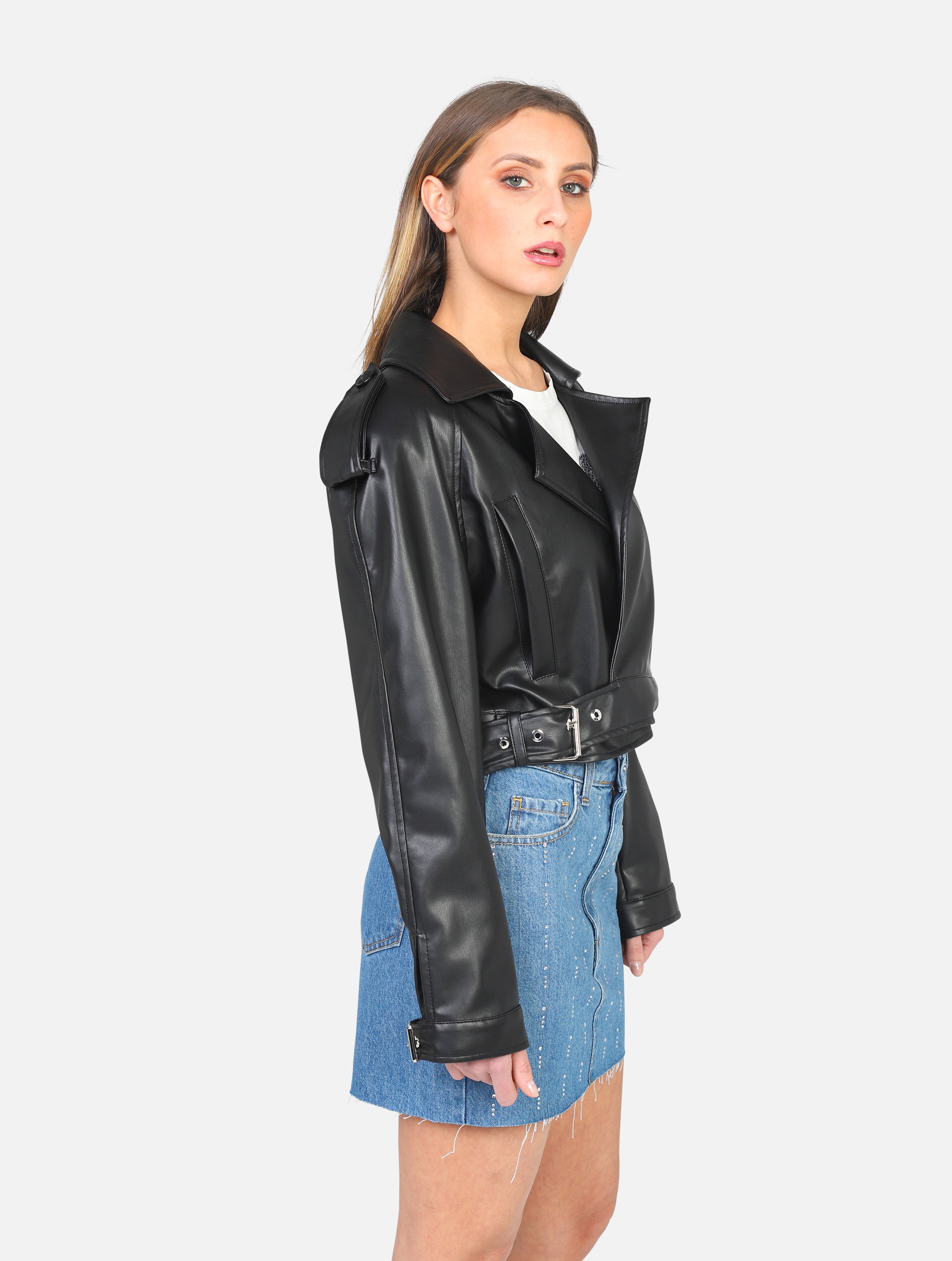 giacca in ecopelle Vicolo - 0061BLACK