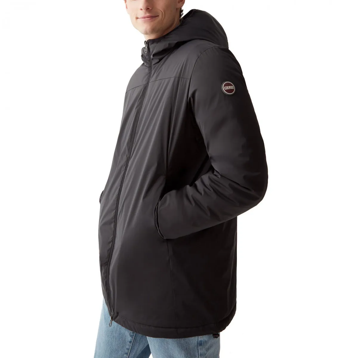 Giacca lunga in Ovatta In Tessuto Stretch