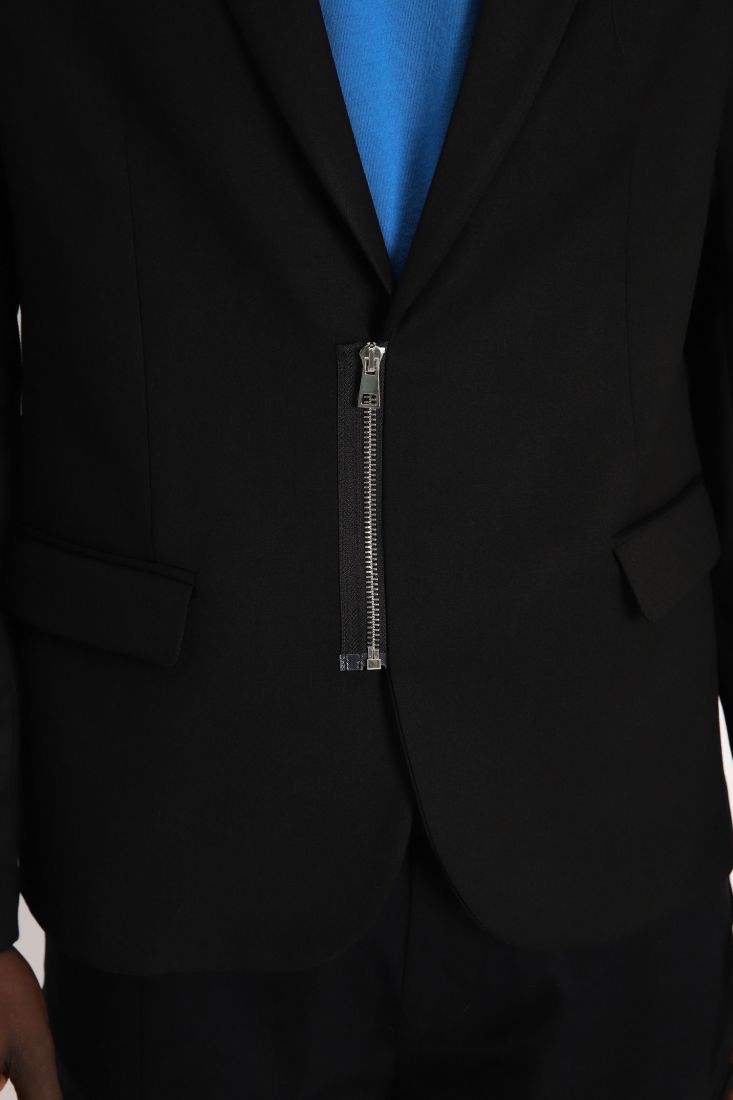 Giacca monocolour con rever classici e zip