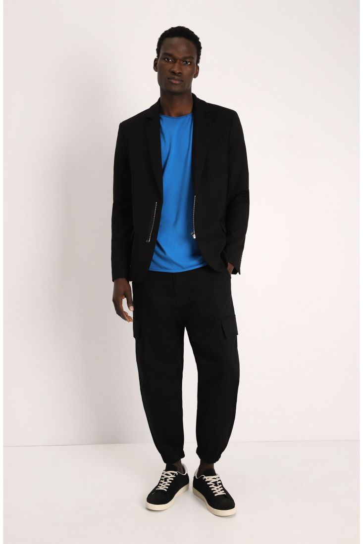 Giacca monocolour con rever classici e zip
