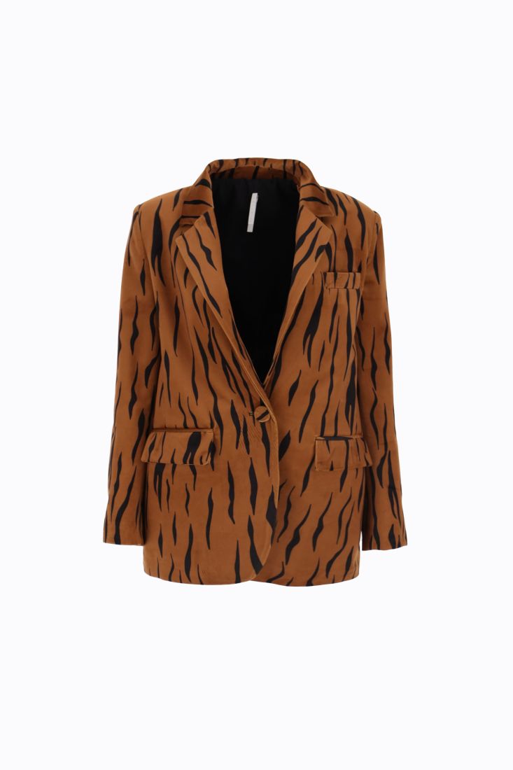 Giacca monopetto fantasia animalier con rever classici