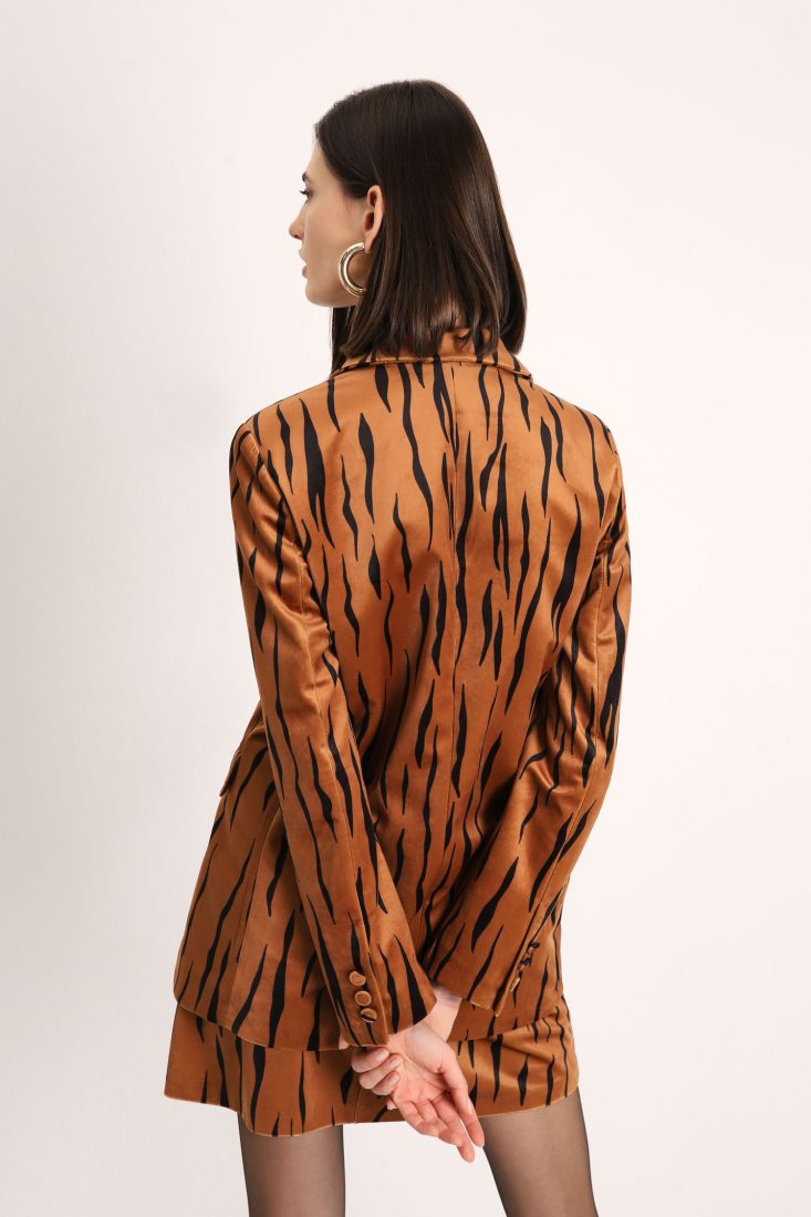 Giacca monopetto fantasia animalier con rever classici