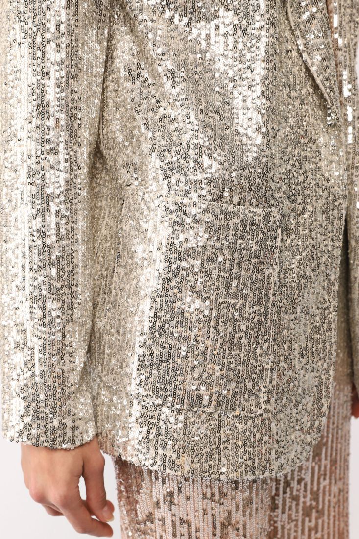 Giacca monopetto in paillettes con revers classici