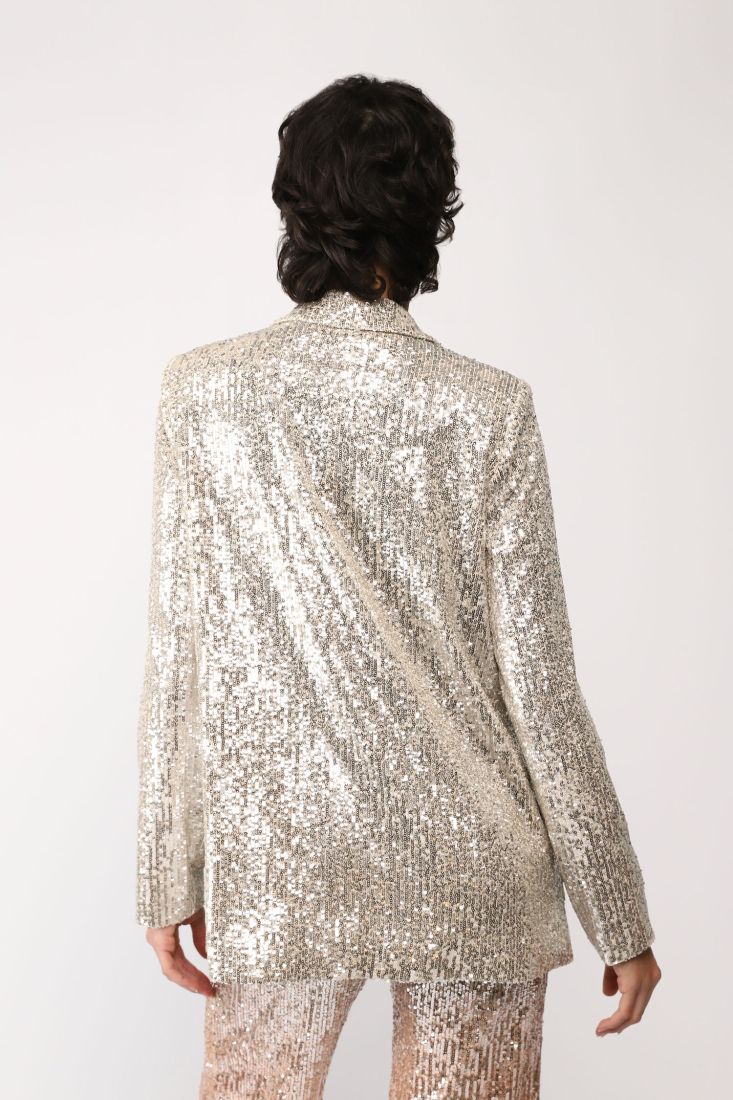 Giacca monopetto in paillettes con revers classici