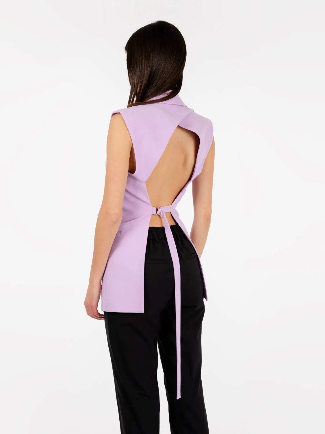 Gilet in tessuto sablè crêpe iris lilac