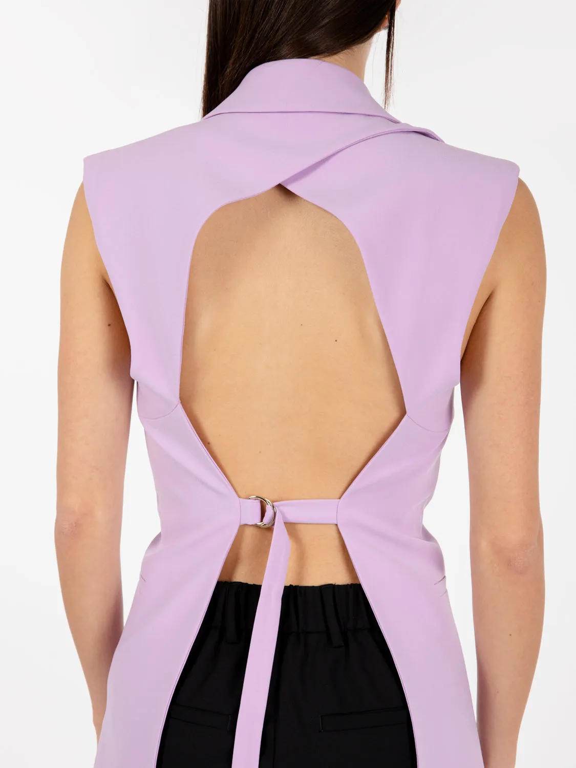 Gilet in tessuto sablè crêpe iris lilac