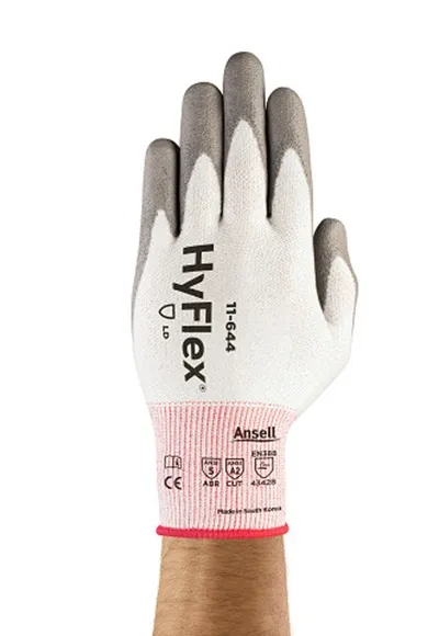 Guanti Ansell HyFlex 11-644, Tg. 7, in HPPE, Nylon, Spandex, col. Grigio