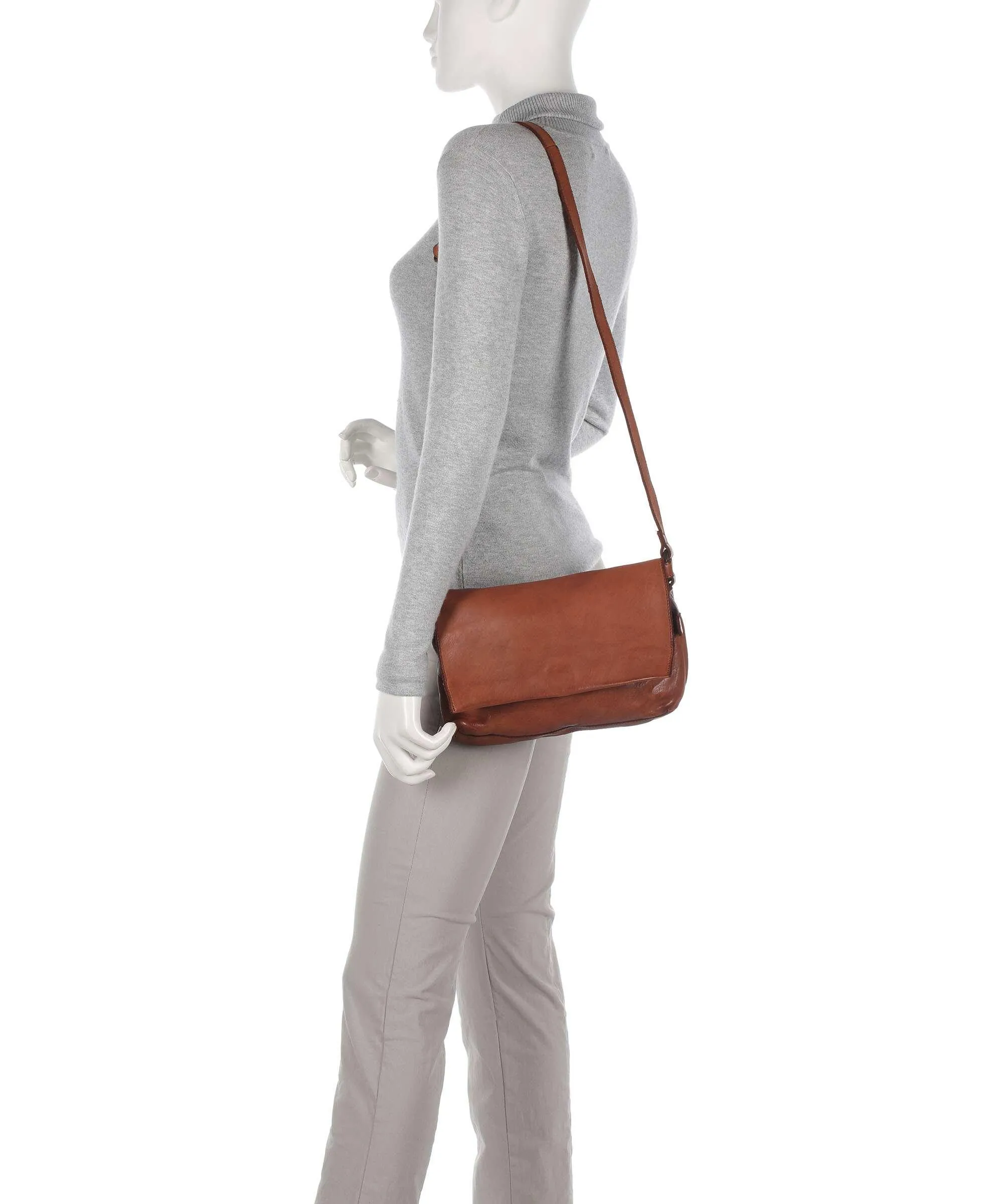  Harold's Submarine Borsa a spalla pelle di vacchetta finemente grana cognac  