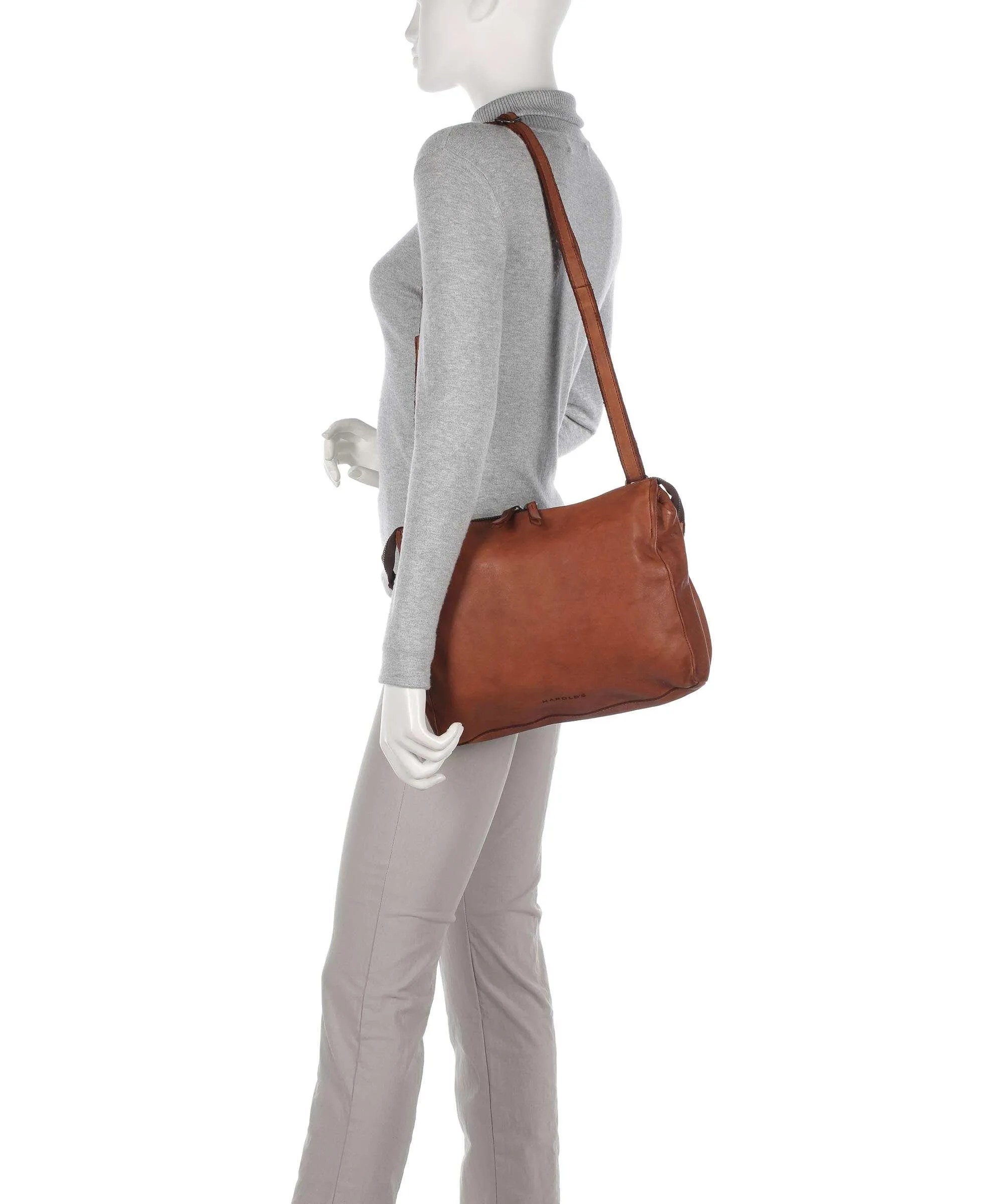 Harold's Submarine Borsa a spalla pelle di vacchetta grana cognac  