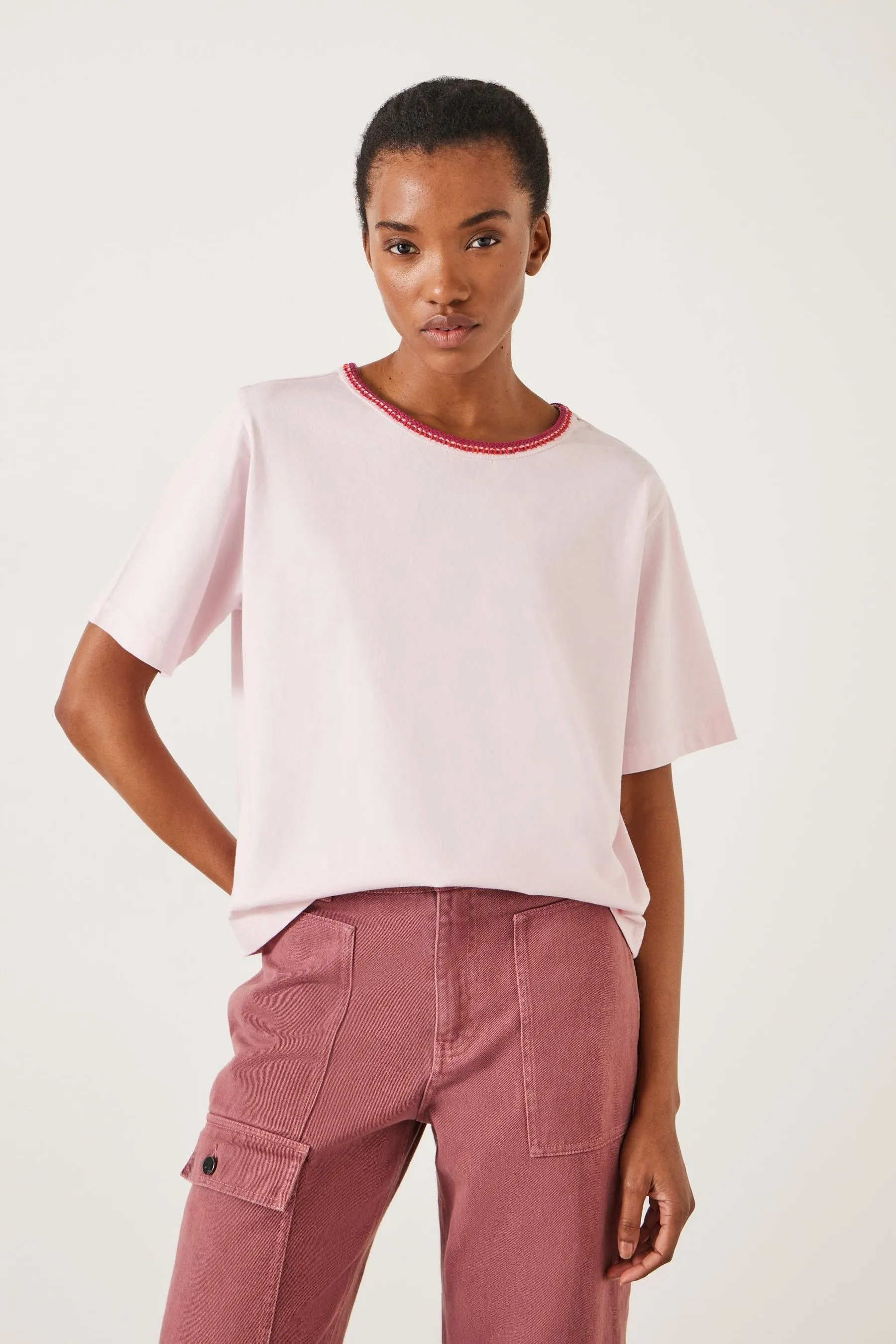 Hush Lucy Crochet Trim 100% Cotone T-Shirt    