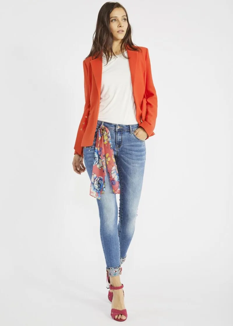 Jeans skinny con foulard