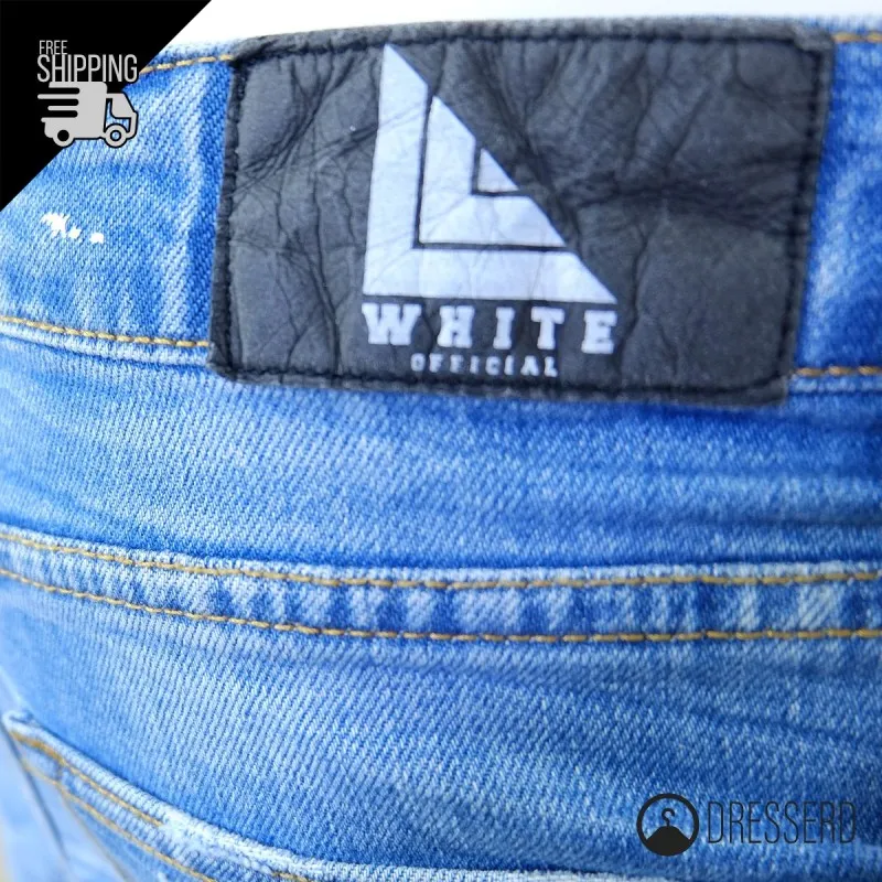Jeans Uomo con strappi effetto vernice T. 46-48 Modello Capri Pantaloni Casual Dresserd
