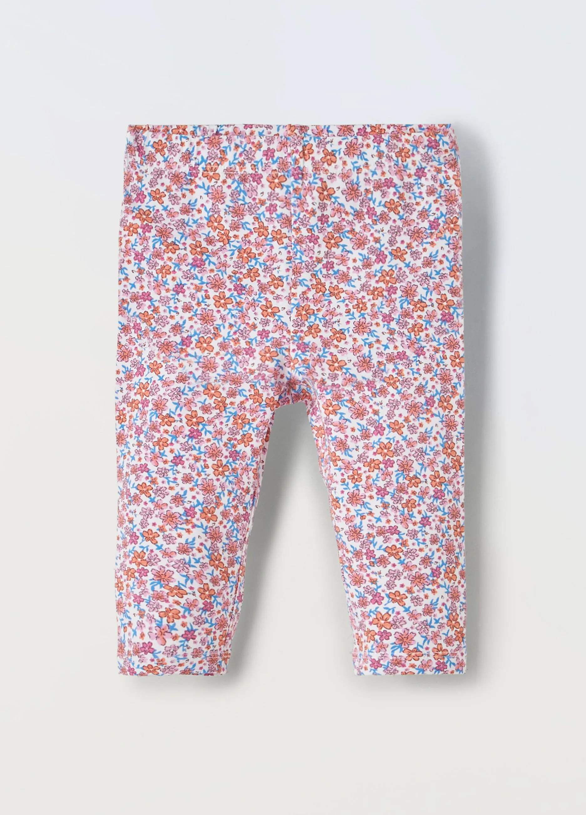 Leggings capri in cotone stretch neonata