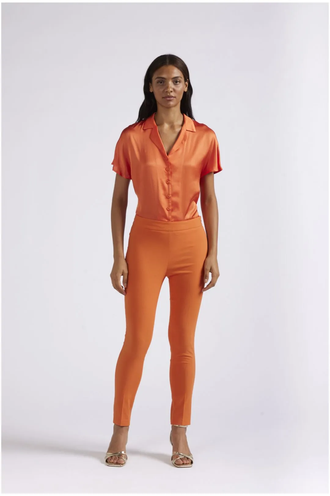 leggings in tessuto superstretch arancio