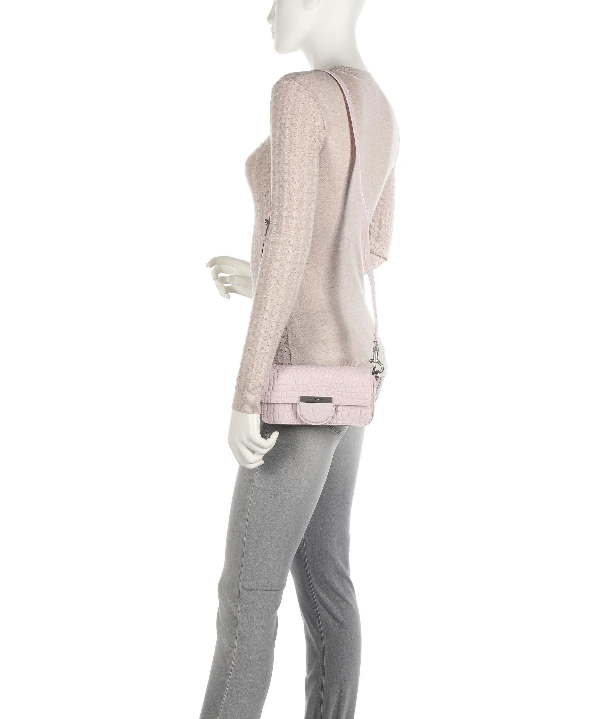  Liebeskind Pam Croco XS Borsa a tracolla pelle in rilievo rosa  