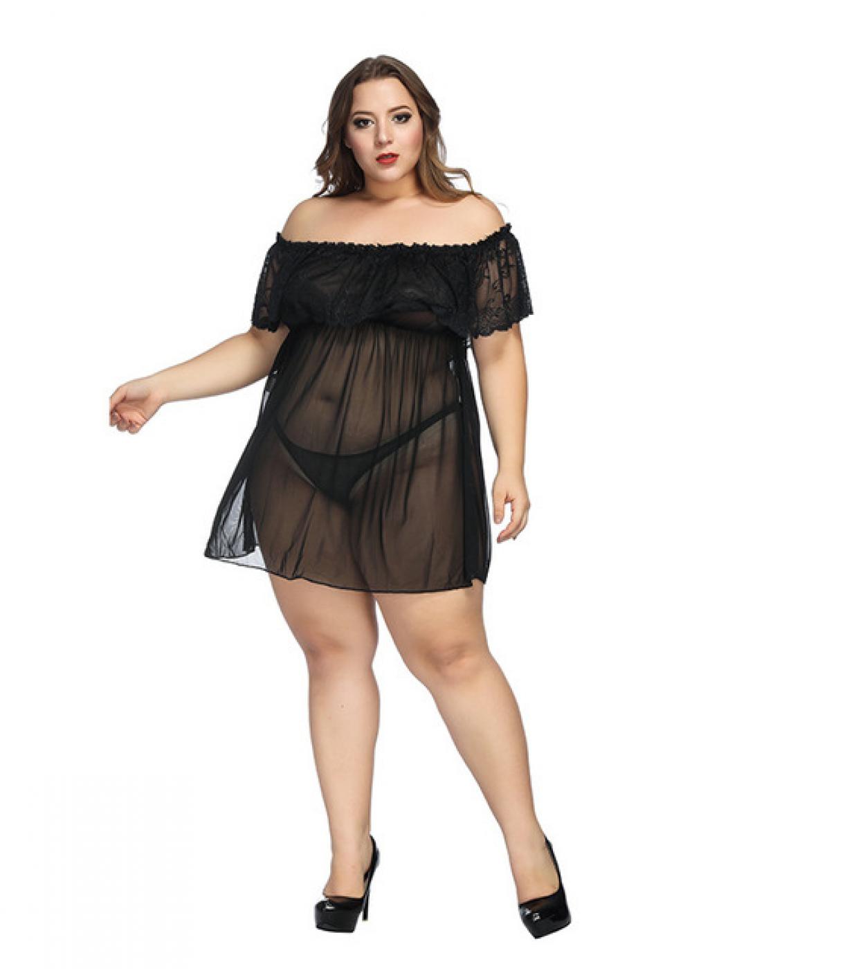 Lingerie trasparente in pizzo Sleepwear Babydoll Pigiama Costume Camicia da notte monospalla Abbigliamento taglie forti per donn