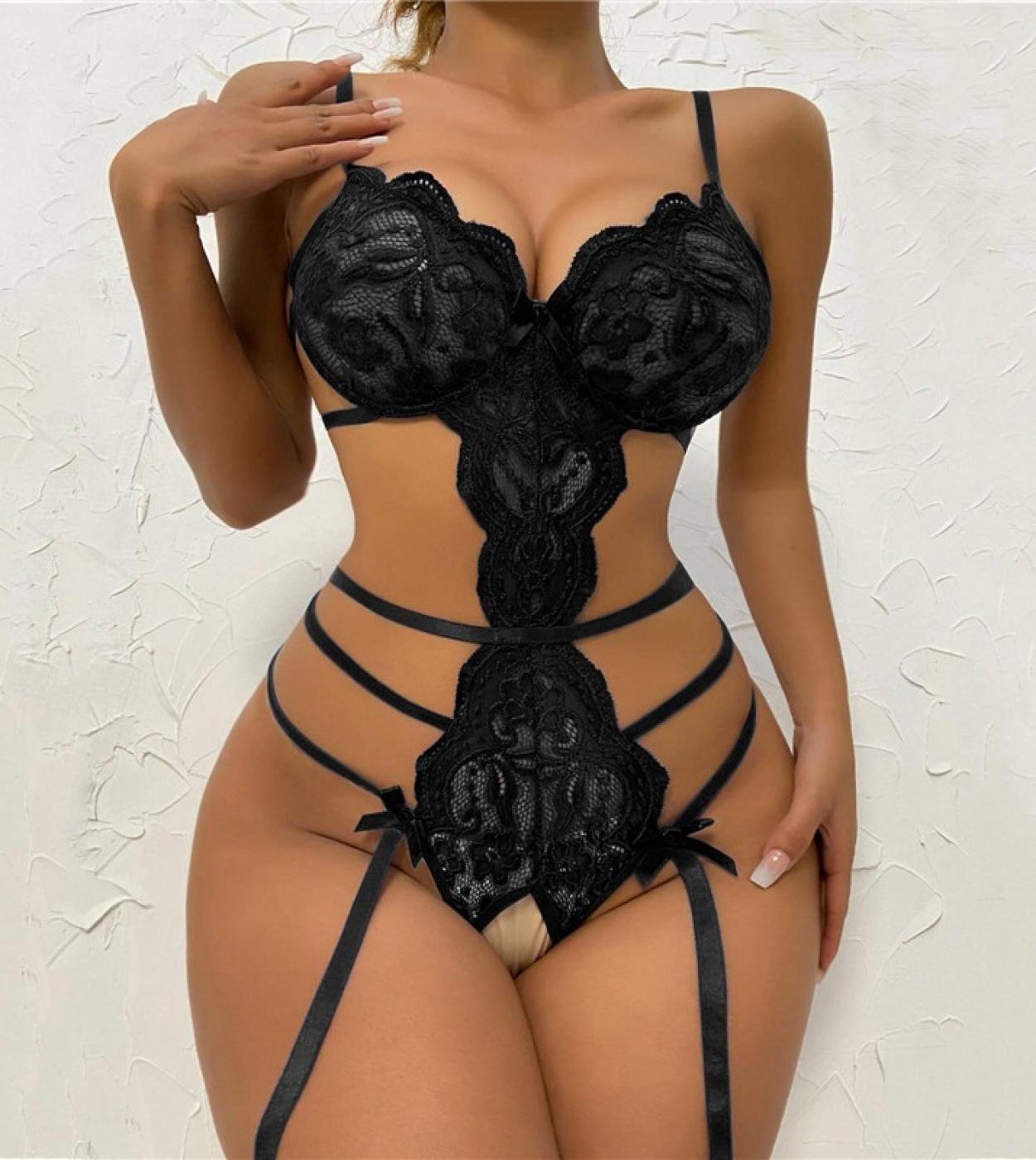 Lingerie trasparente Intimo donna Reggiseno Perizoma Reggicalze Set Lenceria Sensual Mujer Fashion Intimo di pizzo Pigiama Exo