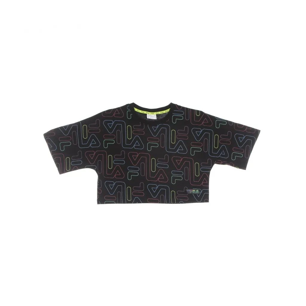maglietta corta ragazza samia aop wide cropped tee BLACK
