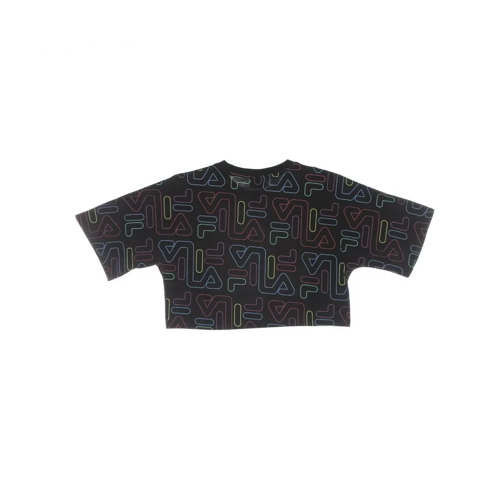 maglietta corta ragazza samia aop wide cropped tee BLACK