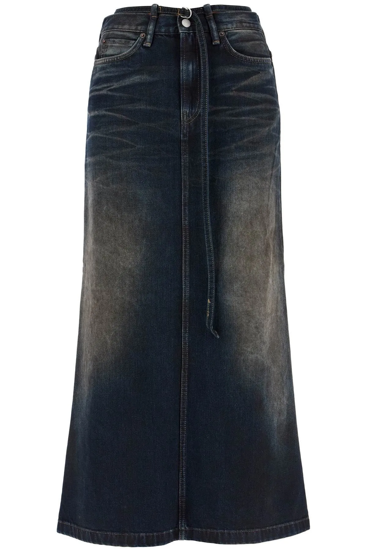 Maxi gonna in denim con cinturino in vita