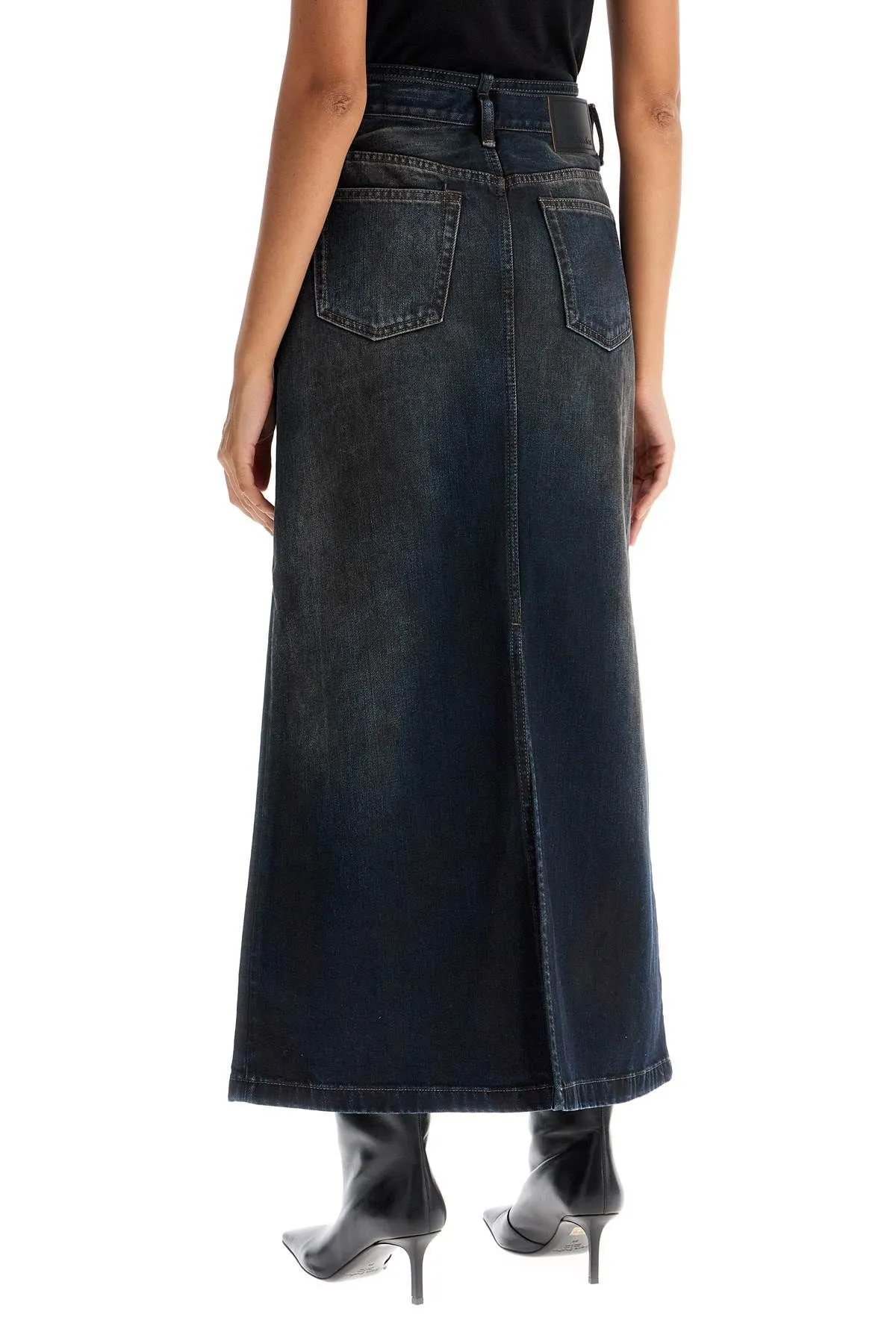 Maxi gonna in denim con cinturino in vita