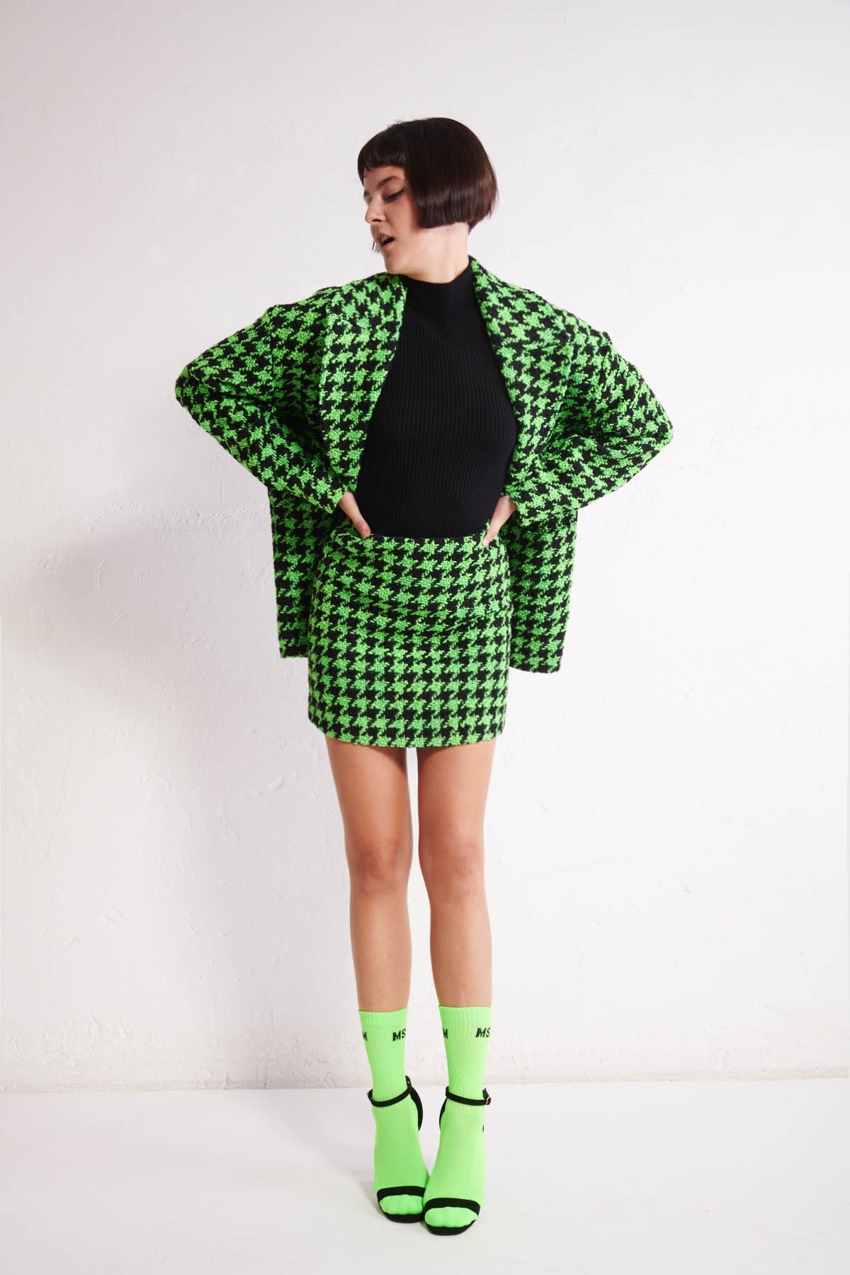 MSGM Mini gonna in lana pied de poule
