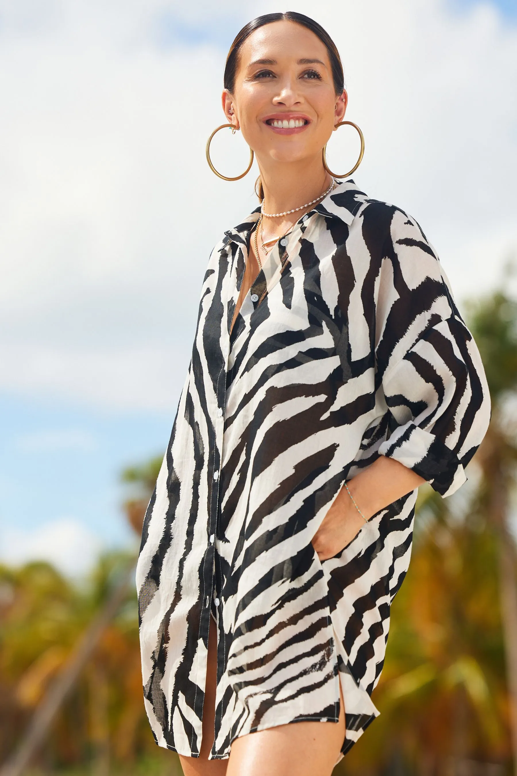 Myleene Klass zebrato - Copricostume a camicia