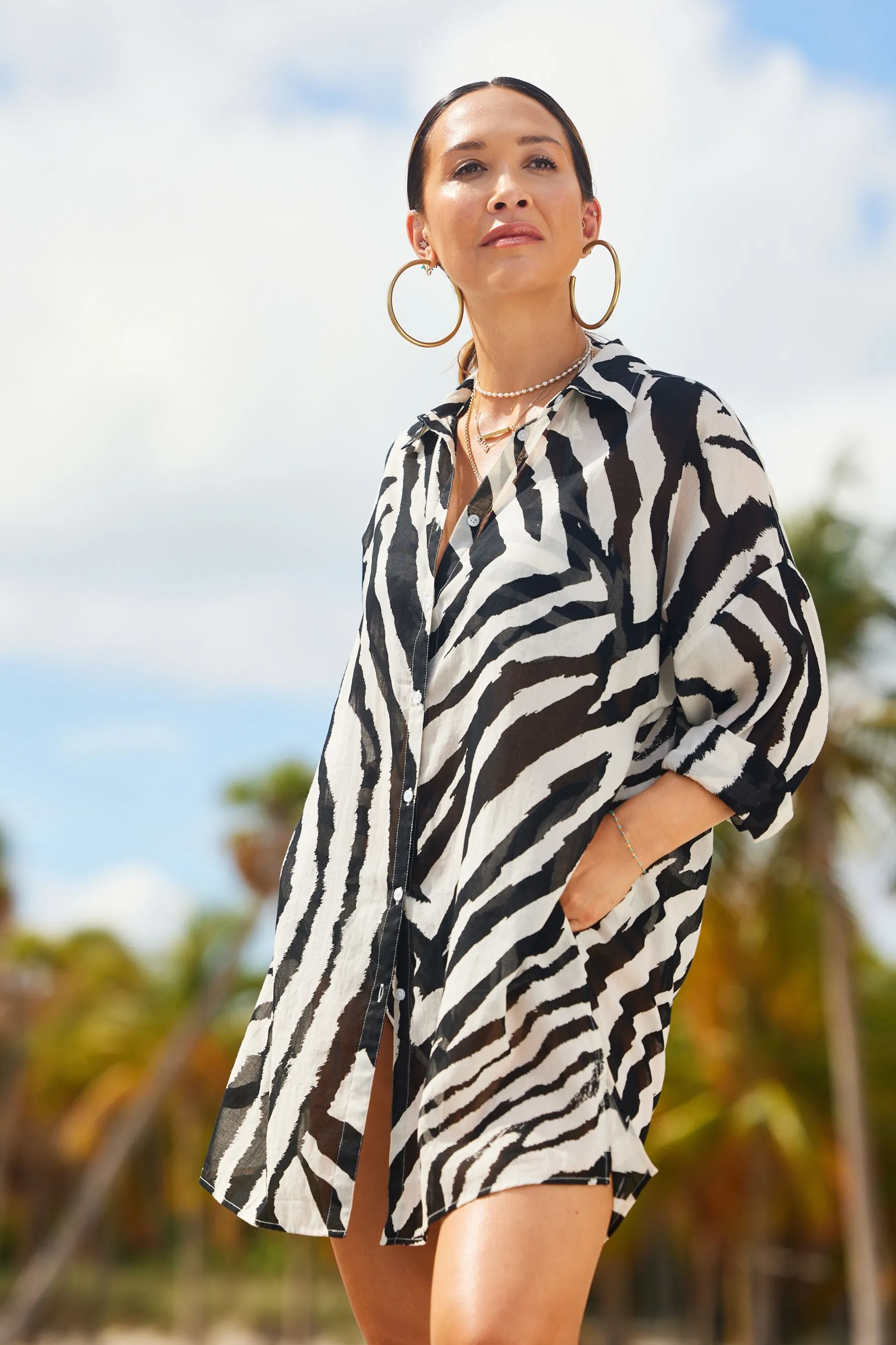 Myleene Klass zebrato - Copricostume a camicia