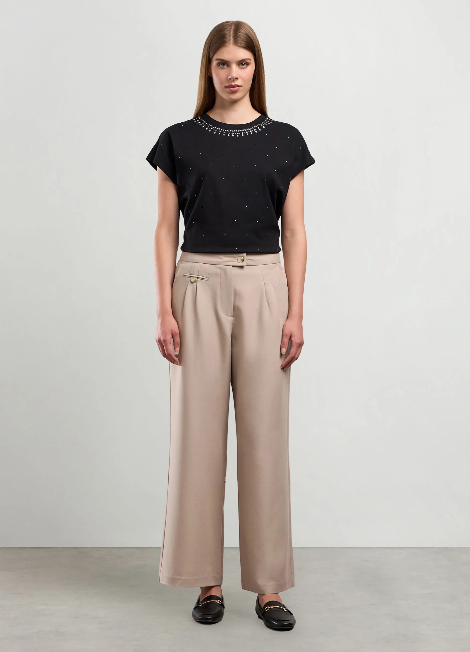 NICE & CHIC  Pantaloni palazzo in misto viscosa stretch donna
