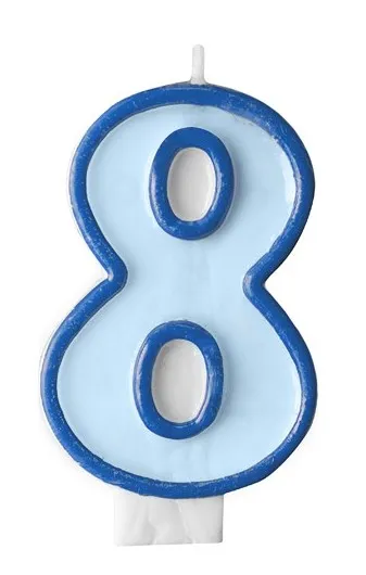 Numero candela 8 blu 7 cm