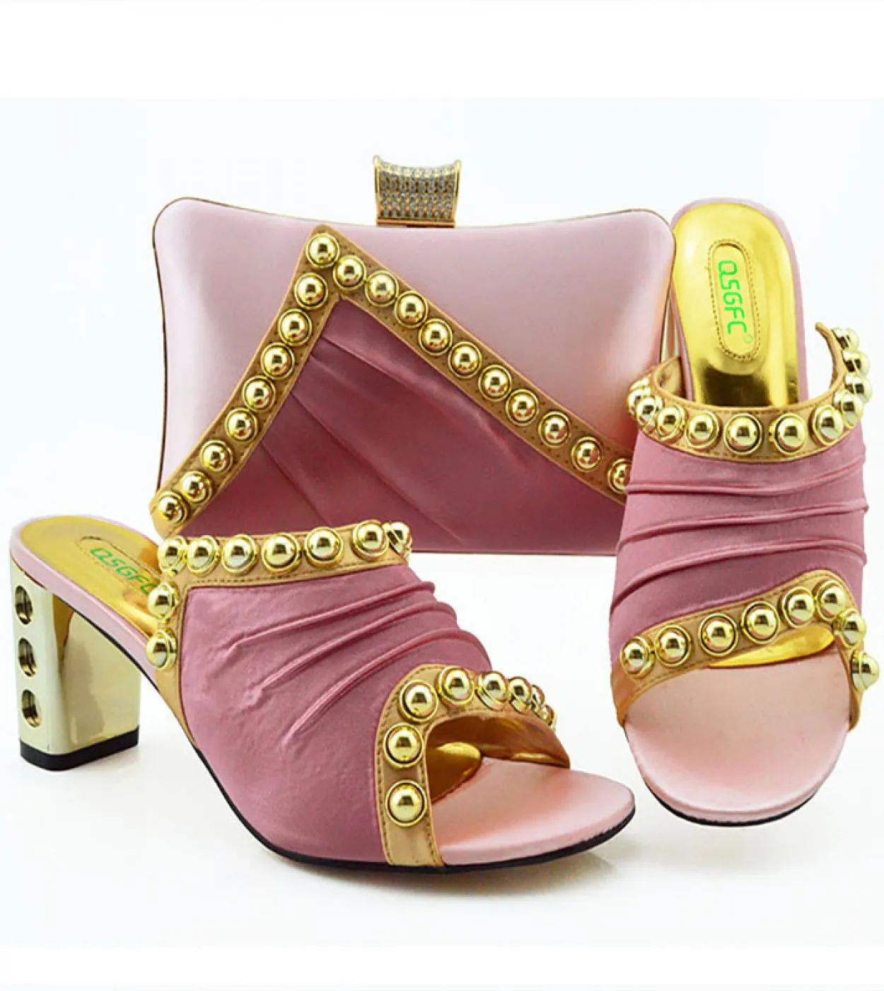 Nuove scarpe di design italiano di colore verde con pochette abbinata Hot African Big Wedding con scarpe con tacco alto e set di