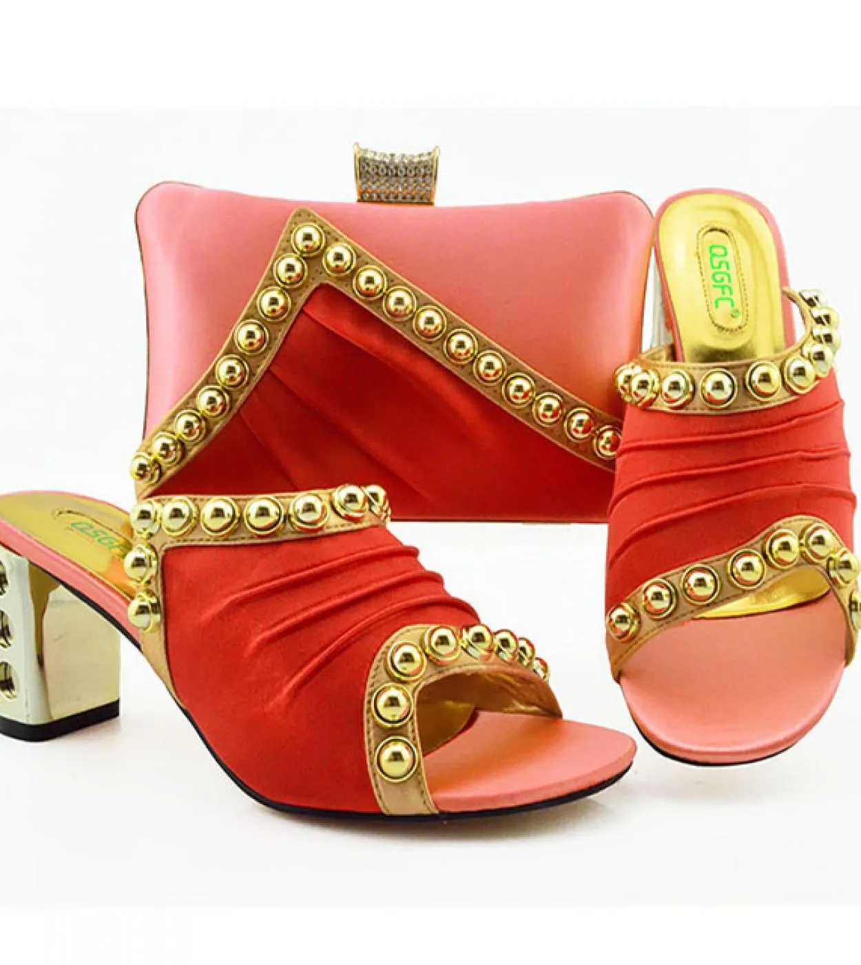 Nuove scarpe di design italiano di colore verde con pochette abbinata Hot African Big Wedding con scarpe con tacco alto e set di